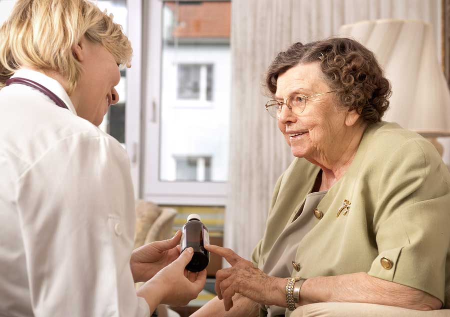 Patient receiving advice about medication